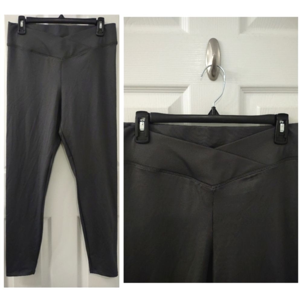 NWOT Express V Waist Crossover Gray Full Length Spandex Leggings Size M